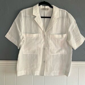 Everlane ivory linen shirt, size M
